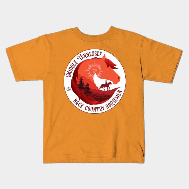 Middle TN Back Country Horsemen • Red Kids T-Shirt by FalconArt